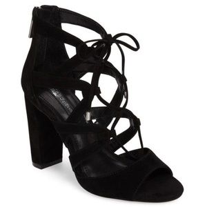 BCBG Black Suede Rameena Heels